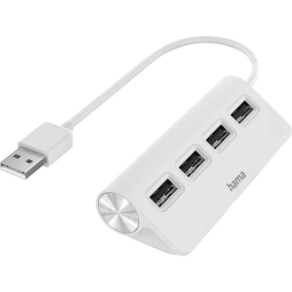 Hama USB-Hub mit 4 USB-A Ports, USB-A Stecker, 480 Mbit/s, 15 cm Kabellänge USB-Adapter USB Typ A, 15 cm, Verbinden von PC, Notebook, Tablet mit USB-Stick, Tast