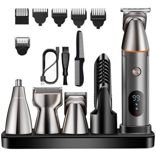 Forrlite Haarschneider Herren, Multigroomer, Barttrimmer, Nasenhaartrimmer, Elektrorasierer und Körpertrimmer für Gesicht, Bart und Konturen, 5-in-1, wechselbar
