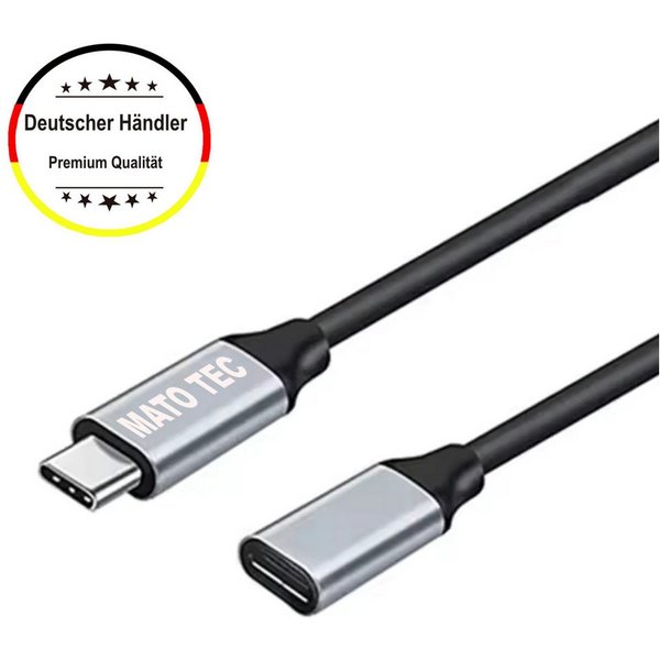 Alpha Electronics Verlängerungskabel USB Typ C 3.1 100W 1,2,3 Meter Smartphone-Kabel, Typ C (Eurostecker), Typ C (Eurostecker) (300 cm), Highspeed Datenübertrag