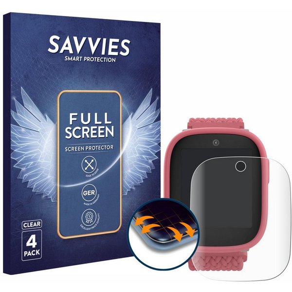 Savvies Displayschutzfolie Fullscreen Schutzfolie für Xplora X6 Play 2025 (2. Generation), 4 Stück, Displayschutz Folie Fullcover Klar Transparent