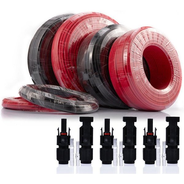 XERSEK Solarkabel 4mm² 6mm² 10mm² Verbindungskabel mit Solarstecker Solarkabel, 1500V IP67 Wasserdichte PV-Kabel, (2500 cm)