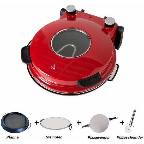 Schäfer Elektronik Pizzaofen Pizzamaker 32cm Pizzaofen 1200W Keramiksteinplatte