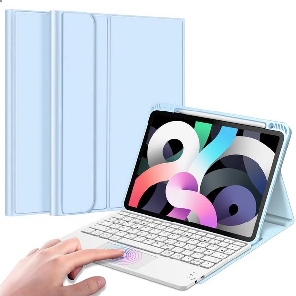 Fintie Tablet-Hülle für iPad Air 11'' M4/M3/M2(2026/2025/2024), iPad Air 5/4 Gen 2022/2020 10.9 Zoll, mit Stifthalter, Magnetische Abnehmbare Deutsche Tastatur 