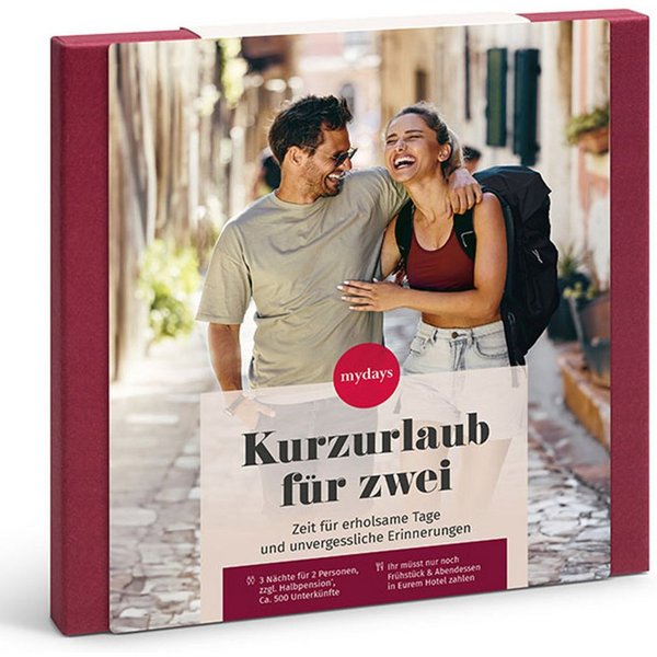 mydays Erlebnisgutschein Geschenkbox Kurzurlaub für Zwei, Euer Rueckzugsort wartet auf Euch