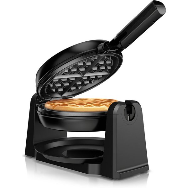 Arendo Waffeleisen Waffelautomat für klassische Waffel mit 17cm Ø, automatische Bräunung, 1000 W, belgische Waffeln, drehbarer Waffelmaker, Antihaftbeschichtet