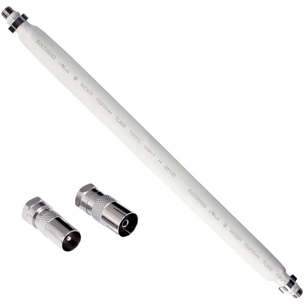 Poppstar SAT Fensterdurchführung SAT Kabel flach SAT-Kabel, (31.5 cm), 31,5cm Durchführung 2mm ultra-flach, Kupplungen 2x F-Stecker, weiß