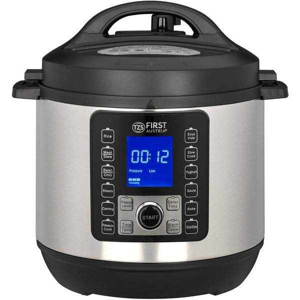 TZS FIRST AUSTRIA Multikocher 6L, 1000W, Druckkochtopf inkl. 12 Programme & Timer, Sous Vide, 1000 W, 0 l Schüssel, Schnellkochtopf mit Warmhaltefunktion & digi