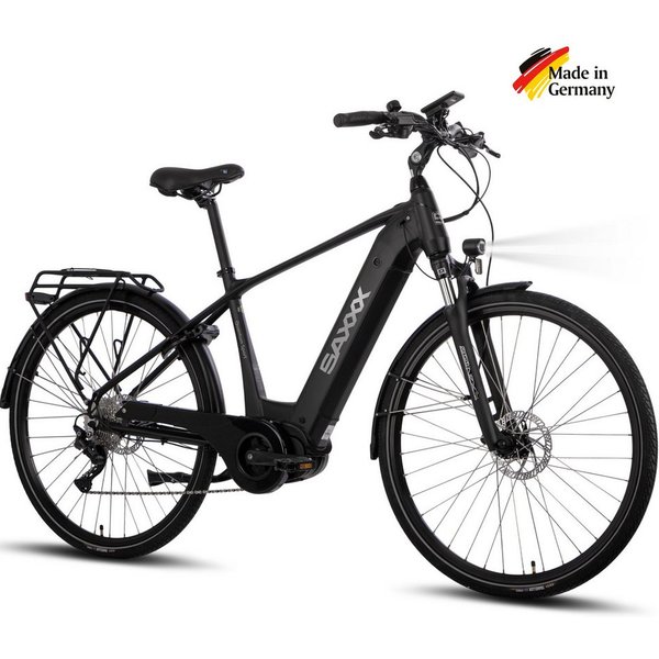 SAXXX E-Bike Trekkingrad 28 Zoll für Damen u. Herren, SAXXX QSD, 540Wh, max. 110km, 130kg, 10 Gang SHIMANO Deore Schaltwerk, Kettenschaltung, Mittelmotor, 540 W