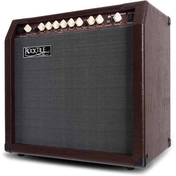 Rocktile AA-30 Eric Akustikverstärker Verstärker (Anzahl Kanäle: 2 (Mikrofon und Gitarre), 30 W, Comboverstärker - 4-Band EQ - Reverb-Effekt für Gesang und Gita