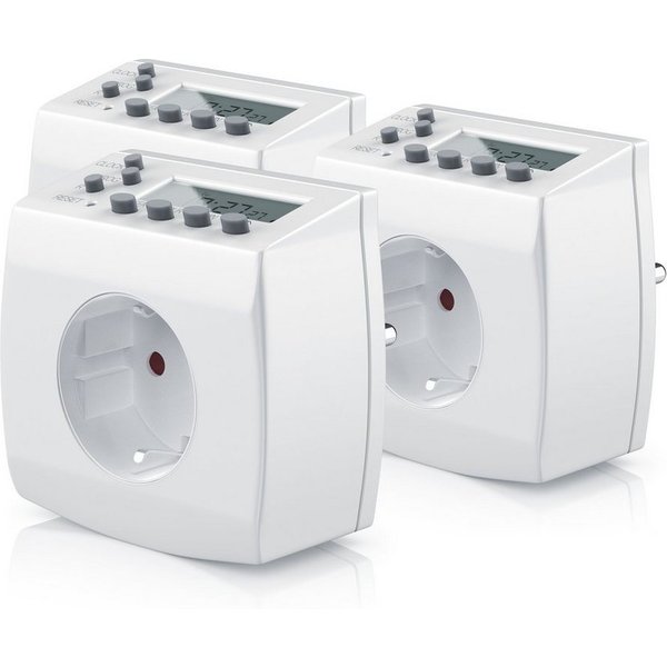 BEARWARE Zeitschaltuhr Digitaler Weekly Timer, minutengenau, LCD-Display, 3680W, digital, 3-St., 8 Programme (Wochen/Tag/Min), dt. Anleitung, Kinderschutz