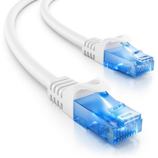 deleyCON deleyCON 15m CAT6 Patchkabel Netzwerkkabel Ethernet LAN DSL Kabel Weiß LAN-Kabel