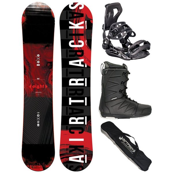 Airtracks Snowboard Herren Snowboard Komplett Set Eight Rocker Wide »Mod. 26/27 (4 St., 4er Pack), Snowboard + Bindung Master + Boots + SB Bag / 150 155 160 164