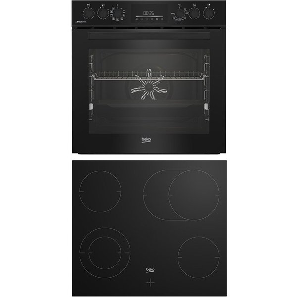 BEKO Elektro-Herd-Set BBUMA1132, mit 1-fach-Teleskopauszug, SteamShine, Knusprige Ergebnisse mit wenig Fett mit der AirFry-Funktion