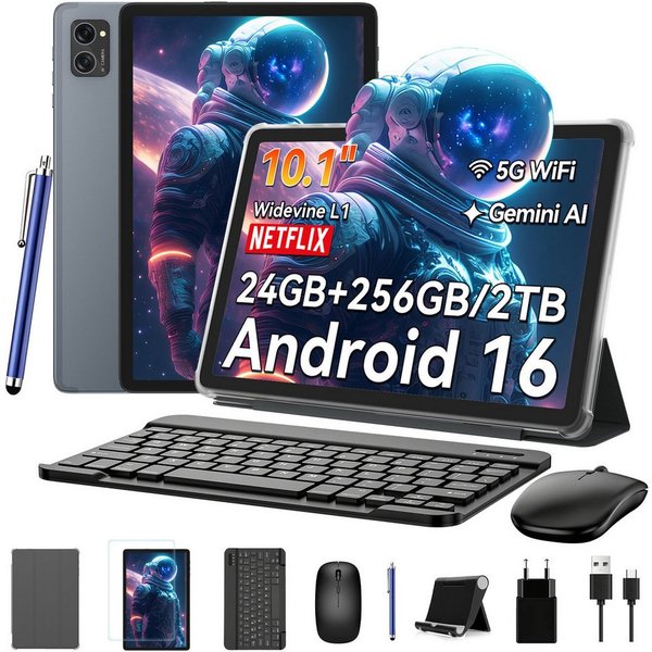 TABWEE 10" Android 16 256GB WiFi incl. Tastatur, Maus, Stift Tablet (10", 256 GB, Android16, Android 16, mit Stift/Maus/Tastatur, Gemini Al Magic)