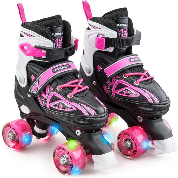 Apollo Rollschuhe LED Rollschuhe größenverstellbar Super Quads X-Pro, größenverstellbare Roller Skates für Mädchen und Jungen - Größen 31-42