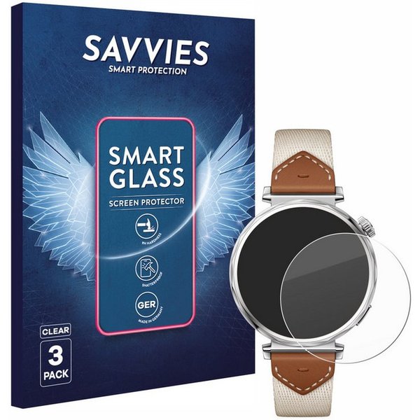 Savvies Displayschutzglas Schutzglas Panzer für Huawei Watch GT 5 (41 mm), 3 Stück, Schutzfolie Display Schutz Glas Folie klar