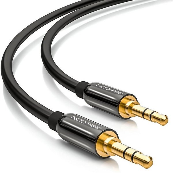 deleyCON deleyCON 1m Klinkenkabel 3,5mm AUX Kabel Stereo Audio Kabel 2x gerade Audio-Kabel