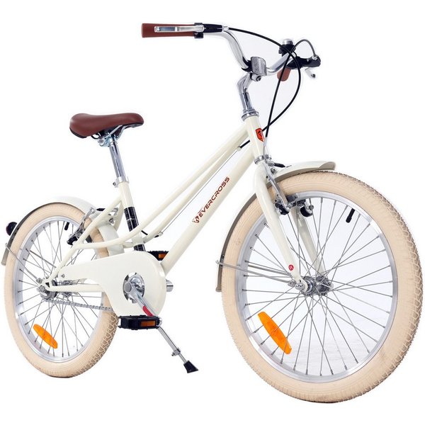 EVERCROSS TECH Kinderfahrrad EM2 20 Zoll Retro Cremeweiß für Kinder ab 6 Jahre, 1 Gang, Niedriger Einstieg, V-Bremsen, Sicher & Komfortabel für Alltag