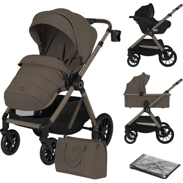 lionelo Kombi-Kinderwagen LAYLA 3IN1, (Set), 3D-Panoramabelüftung/ XXL-Sitz/ komfortable Federung