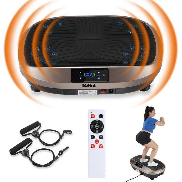 kehot Vibrationsplatte Ganzkörper, 3D Fitnessgeräte mit 2 Bändern & Fernbedienung, 200 W, 120 Intensitätsstufen, (Set, mit Trainingsbandern), Schwingung Modus, 