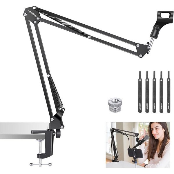 Neewer Mikrofon-Halterung NW-35A Mikrofonarmständer Universal, Hängendes Mikrofonstativ, (bis 1,2 Zoll, Packung, mit 3/8" bis 5/8" Schraube, für Yeti Snowball Q