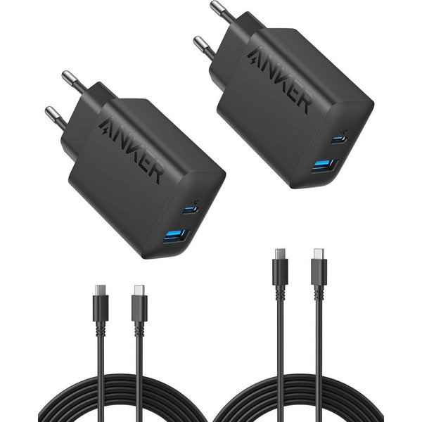 Anker Anker 20W USB-C-Ladegerät, Doppelpack, 2-Port, PD-Schnellladegerät USB-Ladegerät (2-tlg., iPhone 17/16/15 Serie, Galaxy, iPad und mehr, inkl)