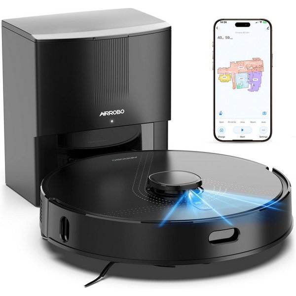 AIRROBO Nass-Trocken-Saugroboter akku staubsauger,Staubsauger Roboter mit Wischfunktion, 45 W, Präzisionsnavigation, für verschiedene Bodenbeläge geeignet, tier