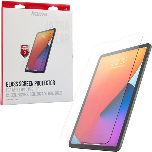 Hama Displayschutzglas Premium Schutzglas für Apple iPad Pro 11 4 3 2 Gen für Apple iPad Pro 11", Set, Displayschutz Glas 9H Schutzfolie Panzer für iPad Pro 202