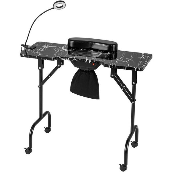 COSTWAY Maniküre-Pediküre-Set Maniküretisch klappbar mit LED, mit Tasche