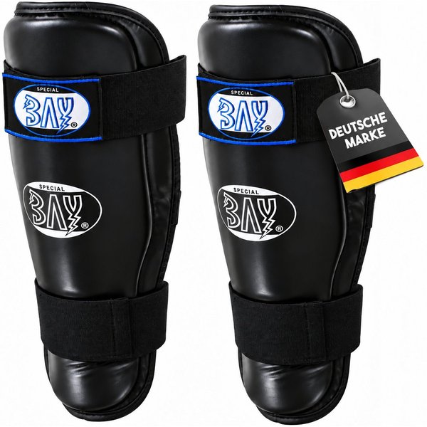 BAY-Sports Kampfsport Schienbeinschoner Komfort Schienbeinschutz Schienbeinschützer Kickboxen Krav Maga MMA (Paar, Breiter Klettverschluss), Vollkontakt, extra 
