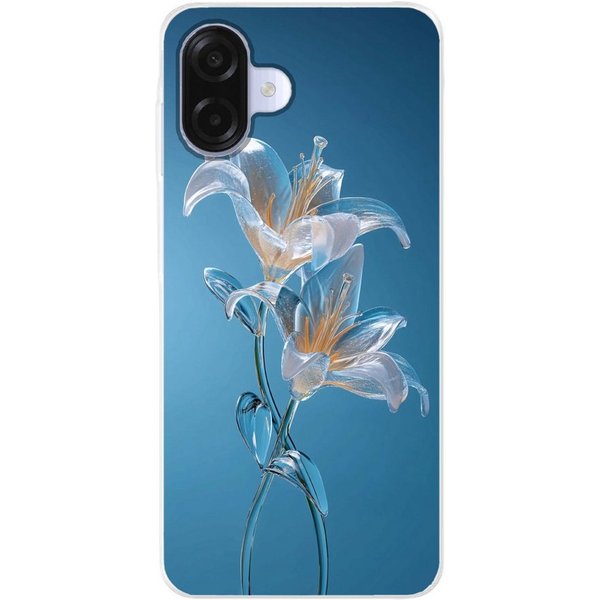 MuchoWow Handyhülle für Samsung Galaxy A07 Lilien - Blau - Gläser, Smartphone-Bumper, Print, Handy Schutzhülle Dünn