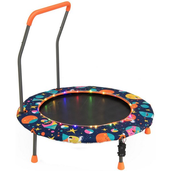 COSTWAY Kindertrampolin, φ92 cm mit LED & Griff