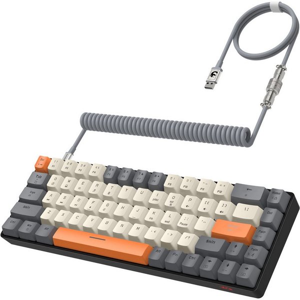 ZIYOU LANG T8 60% Mechanische Gaming-Tastatur,68 Tasten TKL mit Kompaktem Layout, Gaming-Tastatur (Kompaktem Layout,18 RGB,Anti-Ghosting,USB-C Spiralkabel,für P