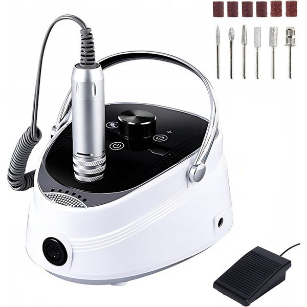 AKKEE Maniküre-Pediküre-Set Elektrischer Nagelfräser Nagelfeile Set LED-Displays und Touchscreens, Profi Nagelfräser, Fräser für Gelnägel, Fußpedal, 12 Zubehöre