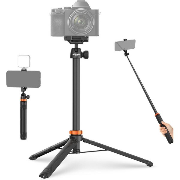 Neewer TS04 59"Selfie Stick Stativ, mit 360° Kugelkopf Handyhalterung Handstativ (Kleines Metall Tragbares Reisestativ für iPhone & DSLR Kameras)