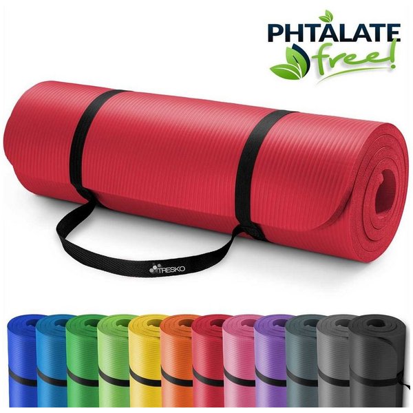TRESKO Gymnastikmatte rutschfest mit Tragegurt Sportmatte gepolstert, Yogamatte Gymnastikmatte Dick Fitnessmatte