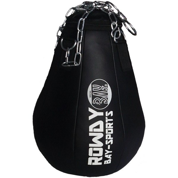 BAY-Sports Boxsack Maisbirne 60cm 15kg Schlagbirne Boxball Boxbirne Sandsack Vollkontakt (Set fix und fertig), fertig gefüllt, Kunstleder, Profi Qualität, Stahl