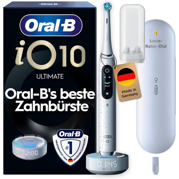 Oral-B Elektrische Zahnbürste Oral-B iO Series 10, Aufsteckbürsten: 1 St., 1 Aufsteckbürste, Aufsteckbürstenhalter, Lade-Reise-Etui, iO Sense Zahnputz-Coach, Sc