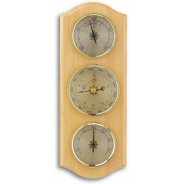 TFA Dostmann TFA 20.1000 Analog aus Massivholz mit Thermometer Hygrometer Barometer Wetterstation