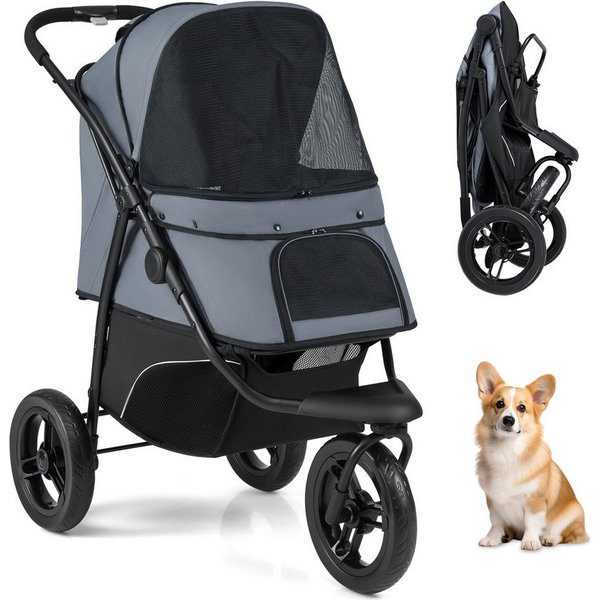 COSTWAY Hundebuggy, (1-tlg), Hundewagen, Haustierwagen mit Sonnendach, klappbar