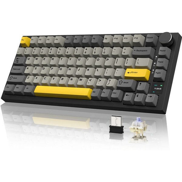 AJAZZ Ajazz AK820 Pro Gasket Mechanische Tastatur mit Kabel/kabellos Gaming-Tastatur (TFT Bildschirm, beleuchtet RGB, Schalldümpfende Foam für Win/Mac/PC)