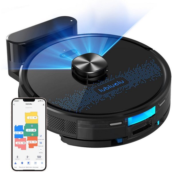 lubluelu Nass-Trocken-Saugroboter SL60 Ultra mit Wischfunktion Staubsauger Lasernavigation APP Steuerung, 42 W, beutellos, Intelligente Teppichreinigung,5 Karte