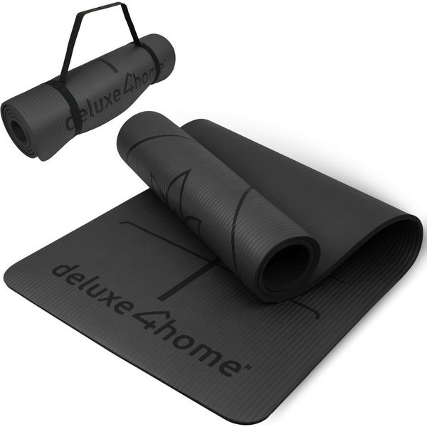 deluxe4home Yogamatte Gymnastikmatte mit Ausrichtungslinien I Phthalatfreie NBR Turnmatte, inkl. Tragegurt