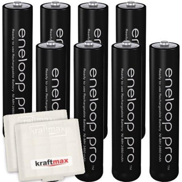kraftmax 8er Pack Panasonic Eneloop PRO XX AAA / Micro Akkus - 950 mAh Akku-Set Micro AAA 950 mAh (1,2V V), Bis zu 500 Ladezyklen
