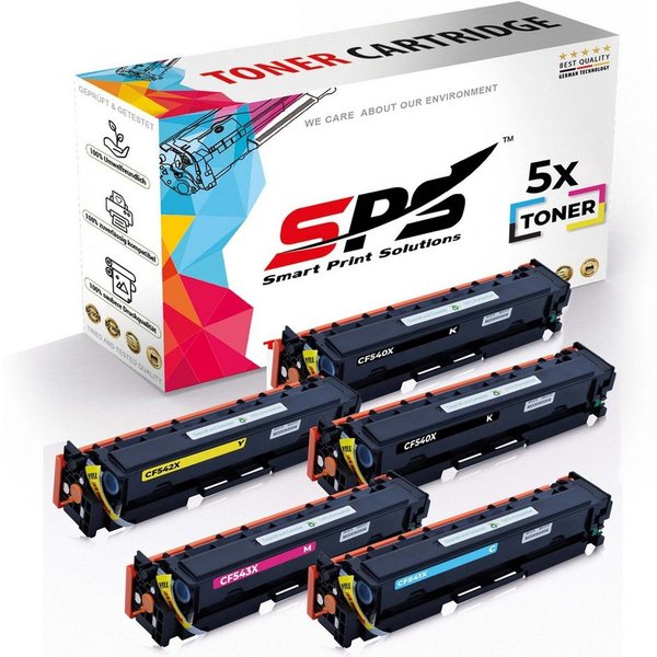 SPS Tonerkartusche 5xToner CF540X-CF543X kompatibel für HP Color Laserjet Pro MFP M281FDW, (5er Pack)