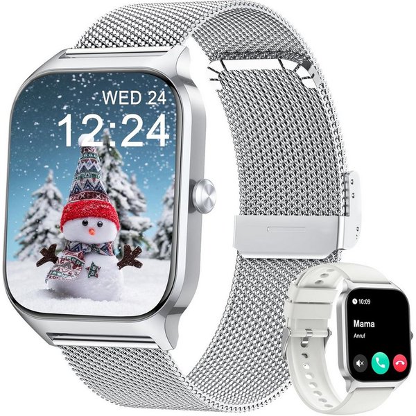 Zevelora Damen's Telefonfunktion IP68 wasserdicht Fitness Tracker Smartwatch (1,83 Zoll, Android/iOS), mit Menstruationszyklus Herzfrequenz Schlafmonitor SpO2 S