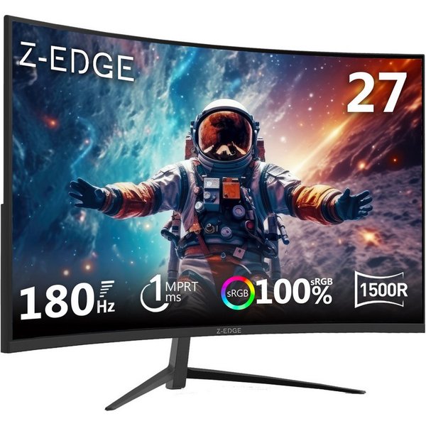 Z-EDGE LED Curved-Gaming-Monitor (69 cm/27 ", FHD 1920x1080 px, HD, 1 ms Reaktionszeit, 180 Hz, LCD, 1500R)