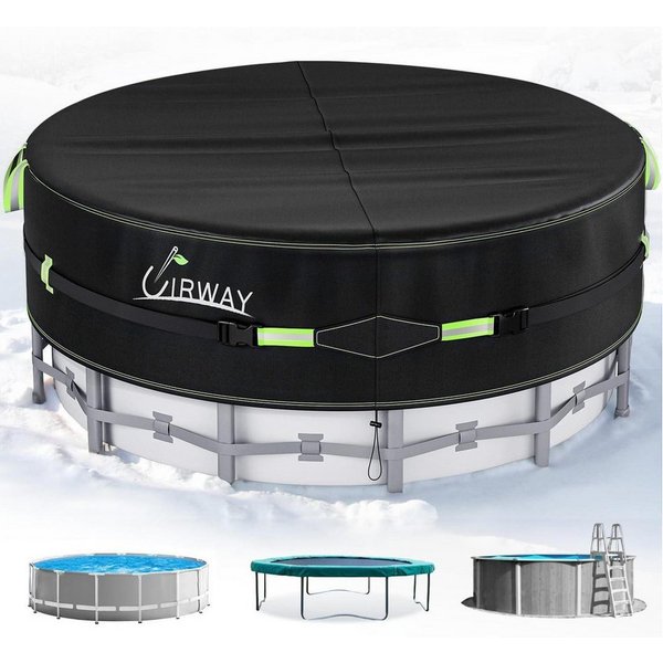 LuxusKollektion Pool-Abdeckplane Poolabdeckung Winterabdeckung 420D Kordelzug 640 cm (Rund) Schwarz (1-St)