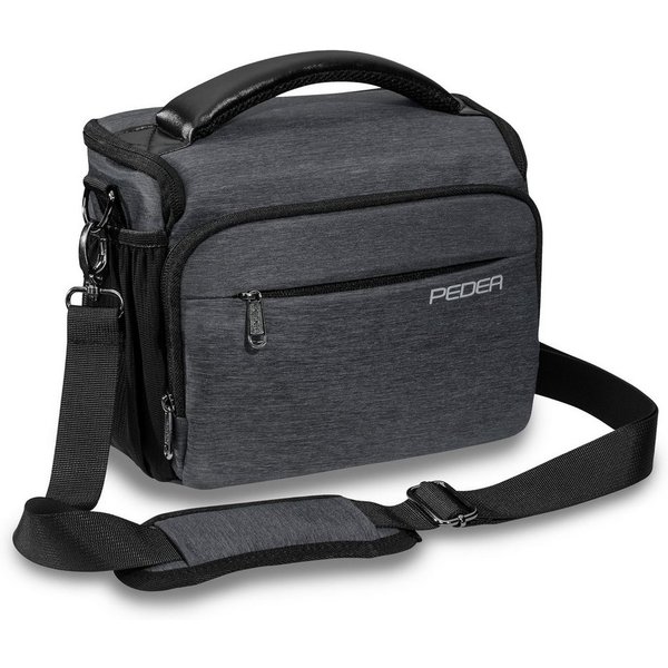 PEDEA Kameratasche NOBLE Fototasche für Spiegelreflexkamera DSLR SLR, Regenschutzhülle, Zubehörfächer, Schultergurt