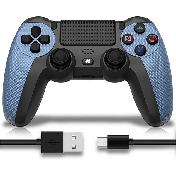 Ophy Kabelloser Bluetooth-Controller für PS4 – mit Dual-Motor-Vibration PC-Controller (6-Achsen, LED-Licht, 600 mAh Akku & ergonomischem Design)